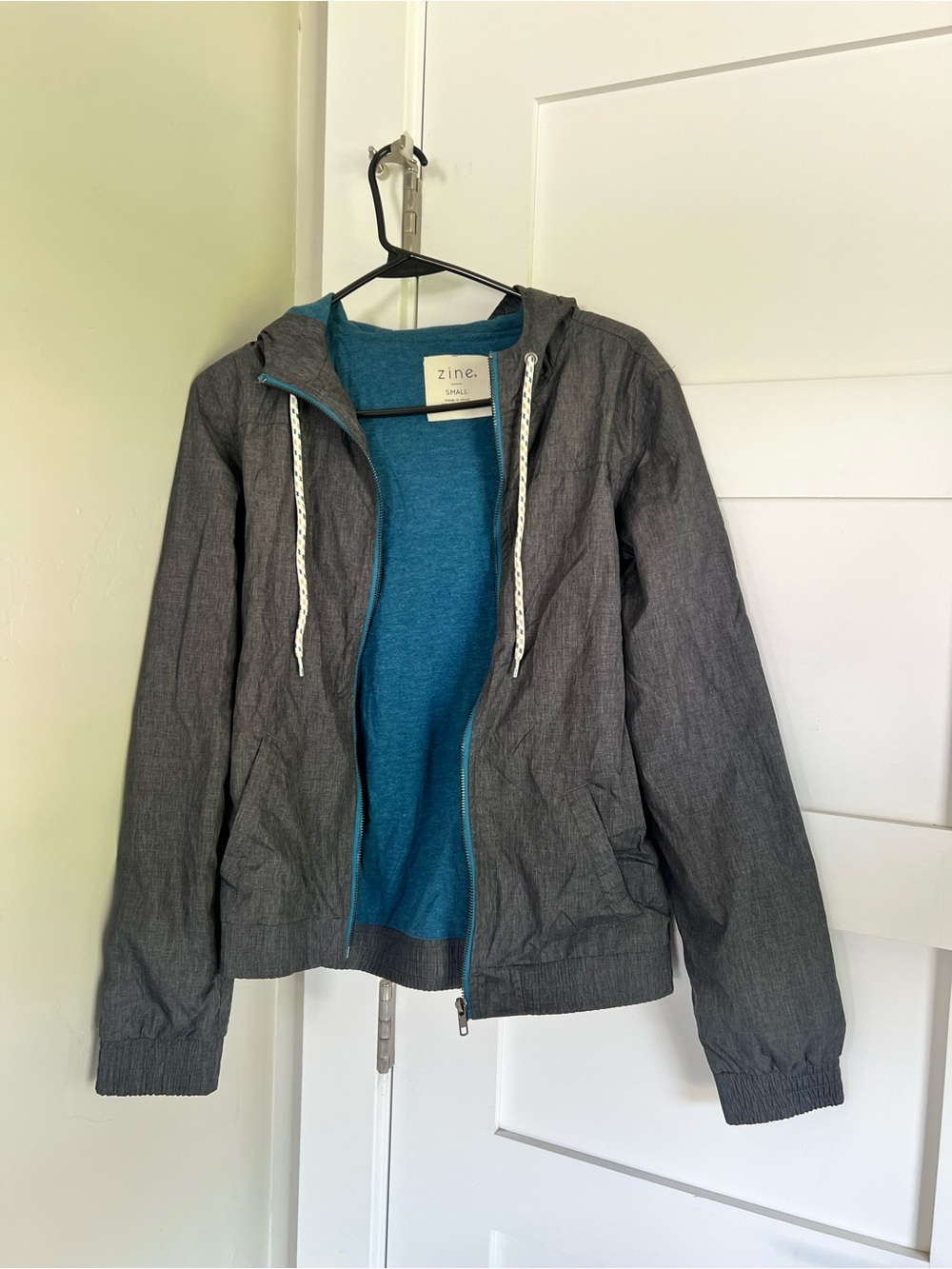 Zine Clothing Gray Hooded Jacket with Teal Lining